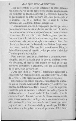 8
MÁS QUE U
CARPINTERO
¿En qué sentido es Je ús diferente de otros líderes
religiosos? ¿Por qué la gente no se ofende cuando