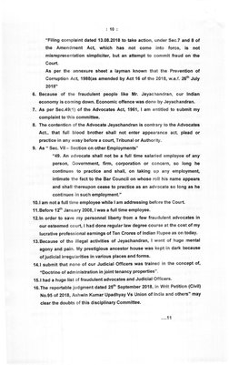 : 10 :
"Filing complaint dated 13.08.2018 to take action, under Sec.7 and 8 of
the Amendment Act, which has not come into for