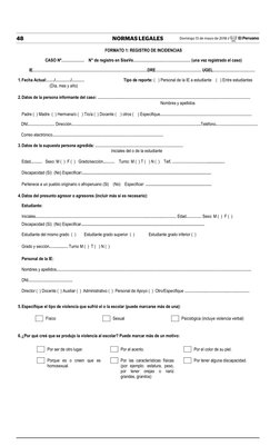 48
NORMAS LEGALES
Domingo 13 de mayo de 2018 / 
 El Peruano
LINEAMIENTOS PARA LA GESTIÓN DE LA CONVIVENCIA ESCOLAR, LA PREVEN