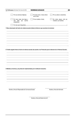 49
NORMAS LEGALES
Domingo 13 de mayo de 2018
 El Peruano /
LINEAMIENTOS PARA LA GESTIÓN DE LA CONVIVENCIA ESCOLAR, LA PREVENC