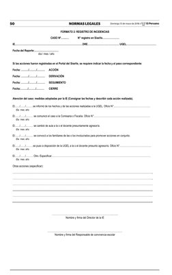 50
NORMAS LEGALES
Domingo 13 de mayo de 2018 / 
 El Peruano
LINEAMIENTOS PARA LA GESTIÓN DE LA CONVIVENCIA ESCOLAR, LA PREVEN