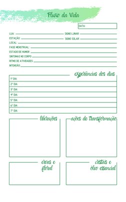 Lua:
Estação:
local:
Fase menstrual:
estado de humor:
Sintomas no corpo:
ritmo de atividades:
intensão: 
 
 
Signo lunar: