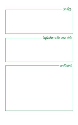 sonhos
reflexões sobre esse ciclo
anotações
