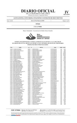 IV
SECCIÓN
LICITACIONES, CONCURSOS, CITACIONES Y EXTRAVÍO DE DOCUMENTOS
Jueves 29 de Marzo de 2018
Página 1 de 90
CVE 1375004