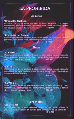 LA PROHIBIDA
Croquetas
*Croquetas Rusticas.
Croquetas
de
jugosa
carne
mechada
cocinada
lentamente
con
cebolla
caramelizada; a