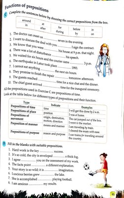 F u n c t i c  
ctions of prepositions 
Complete the s 
tplete the sentences below by choosing the correct prepost 
HOOSing t