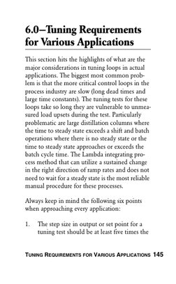 TUNING REQUIREMENTS FOR VARIOUS APPLICATIONS 145
6.0—Tuning Requirements 
for Various Applications
This section hits the high