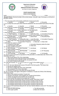 Understanding Percentiles in Math Exam | PDF | Percentile | Quantile