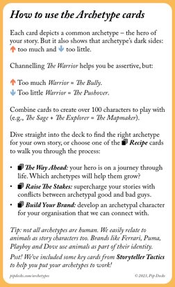 How to use the Archetype cards
Each card depicts a common archetype – the hero of 
your story. But it also shows that archety