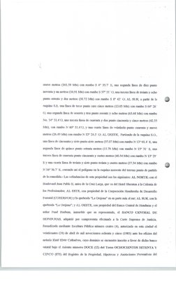 noventa y unmetros
(10.91 Mts) con rumbo S 37u 51' O, una,tercera línea de treinta y ocho
nueve metros (161.59 Mts) con rumbo