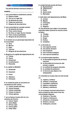 Taller de Repaso Ciencias Sociales 4° | PDF | Tierra | Agua
