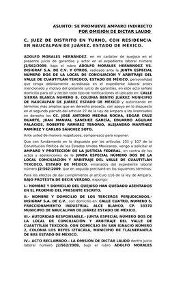 Amparo Indirecto por Omisión de Laudo | PDF | Demanda judicial ...