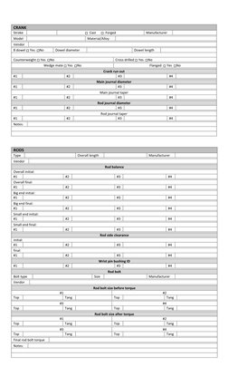 Engine Build Specification Sheet | PDF | Distributor | Vehicle Technology