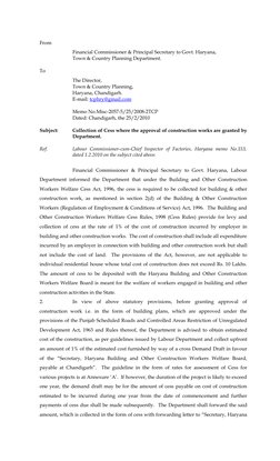 From
Financial Commissioner & Principal Secretary to Govt. Haryana,
Town & Country Planning Department.
To
The Director,
Town