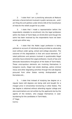 -2-
2.
I state that I am a practicing advocate at Madurai 
and also a Social Activist involved in public services etc., and I