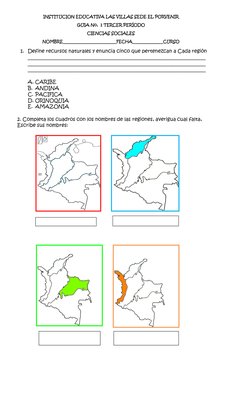 Actividades sobre Regiones Naturales de Colombia | PDF | Colombia