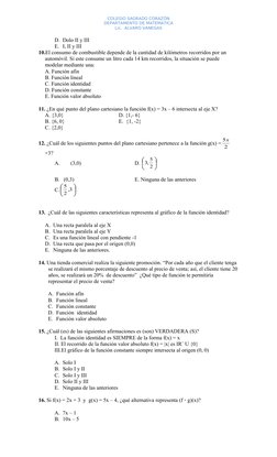 COLEGIO SAGRADO CORAZÓN
DEPARTAMENTO DE MATEMATICA
Lic.  ALVARO VANEGAS
D. Dolo II y III
E. I, II y III
10.El consumo de comb