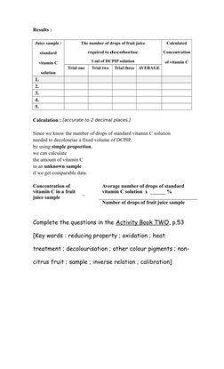 DCPIP Test for Vitamin C Concentration | PDF | Vitamin C | Food And Drink