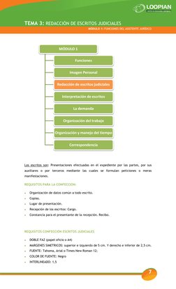 MODULO 1: Funciones de Asistente Jurídico 
 
7 
 
TEMA 3: REDACCIÓN DE ESCRITOS JUDICIALES 
MÓDULO 1: FUNCIONES DEL ASISTENTE