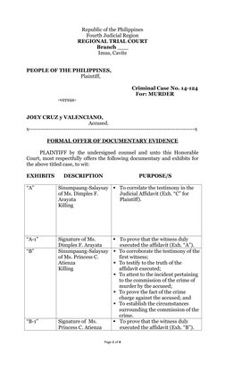 Page 1 of 4 
 
Republic of the Philippines 
Fourth Judicial Region 
REGIONAL TRIAL COURT 
Branch ___ 
Imus, Cavite 
 
 
PEO