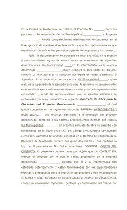 En la Ciudad de Guatemala, se celebra el Contrato No. ________ Entre las
personas: (Representante  de  la  Municipalidad_____