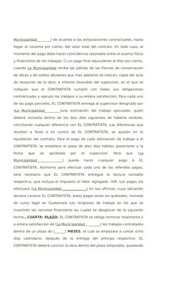 Municipalidad________) de acuerdo a las estipulaciones contractuales, hasta
llegar al noventa por ciento, del valor total del