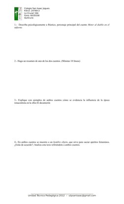 Colegio San Isaac Jogues
R.B.D. 24769-3
Lo Cruzat 164
Fono: 6035558
Quilicura
1.-  Describa psicológicamente a Rústico, perso