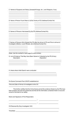 First Responder's Crime Scene Form | PDF | Crime Scene | Criminal Justice