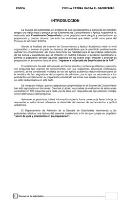 2      Concurso de Admisión 
ESOFA                                            POR LA PATRIA HASTA EL SACRIFICIO 
 
 
 
INTR