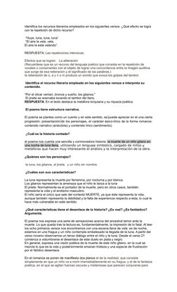 Identifica los recursos literarios empleados en los siguientes versos. ¿Qué efecto se logra 
con la repetición de dicho recur