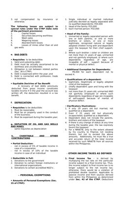 3.
not  compensated  by  insurance  or
otherwise.
The  following  losses  are  subject  to
special rules under the CTRP (take
