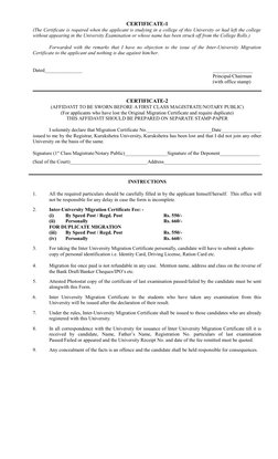 CERTIFICATE-1
(The Certificate is required when the applicant is studying in a college of this University or had left the col