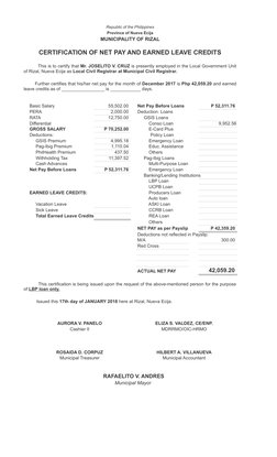Netpay Certificate Pag-IBIG Certificate of Net Pay Sample | PDF | Loans | Banks