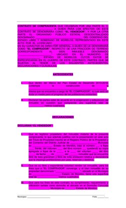 CONTRATO DE COMPRAVENTA  QUE CELEBRAN POR UNA PARTE EL C.
_________________________,  A  QUIEN  PARA  LOS  EFECTOS  DE  ESTE