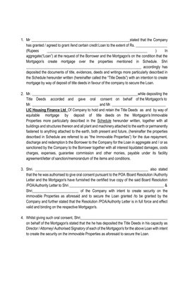 Modt Memorandum of Deposit of Title Deeds | PDF | Mortgage Law | Loans