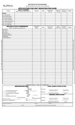 BSP Unit Registration Application Form | PDF | Scouting And Guiding ...