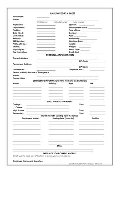 Employee Personal Data Sheet Template | PDF | Government | Social ...