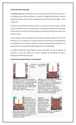 OTROS METODOS SIMILARES
1.- El primer paso para la instalación ¤e nuevas puestas a tierra es excavar un pozo de 1
m de diámet
