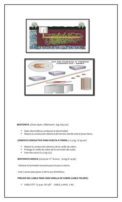 BENTONITA  (Dosis Quim. D/Bentonit  7kg: S/32.00)
Sales electrolíticas conducen la electricidad.
Mejora la conducción eléct