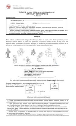 Colegio Balmaceda
Departamento de Lenguaje y Comunicación
Profesora Javiera Valenzuela /Ana María Sanhueza
GUÍA Nº1  Unidad “