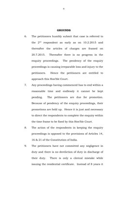 GROUNDS
6.
The petitioners humbly submit that case is referred to
the  2nd respondent  as  early  as  on  10.2.2015  and
ther