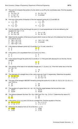 Bicol University | College of Engineering | Department of Electrical Engineering 
SETA
Worksheet| Analytic Geometry | 5
 57