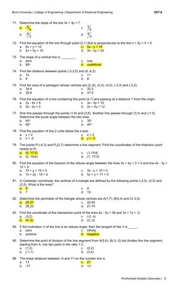 Bicol University | College of Engineering | Department of Electrical Engineering 
SETA
Worksheet| Analytic Geometry | 6
 71