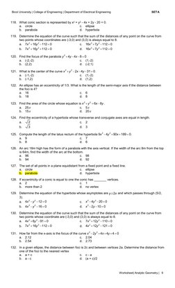 Bicol University | College of Engineering | Department of Electrical Engineering 
SETA
Worksheet| Analytic Geometry | 9
 11