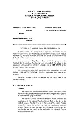 REPUBLIC OF THE PHILIPPINES 
Regional Trial Court 
NATIONAL JUDICIAL CAPITAL REGION 
Branch 8, City of Manila 
 
 
 
PEOPLE O