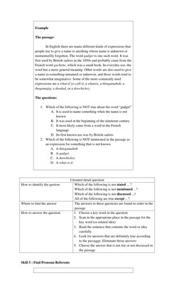 Example  
 
The passage: 
 
 
In English there are manu different kinds of expressions that 
people use to give a name to a