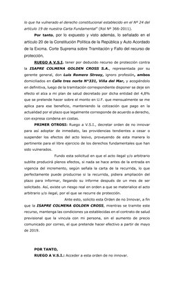 lo que ha vulnerado el derecho constitucional establecido en el Nº 24 del 
artículo 19 de nuestra Carta Fundamental” (Rol Nº