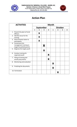 RAMON MAGSAYSAY MEMORIAL COLLEGES – MARBEL INC. 
Bachelor of Science in Social Work Program 
Purok Waling-waling, Arellano St