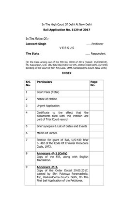 Delhi High Court Bail Application Format | PDF | Bail | Affidavit