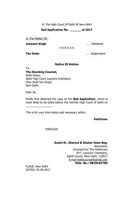 Delhi High Court Bail Application Format | PDF | Bail | Affidavit